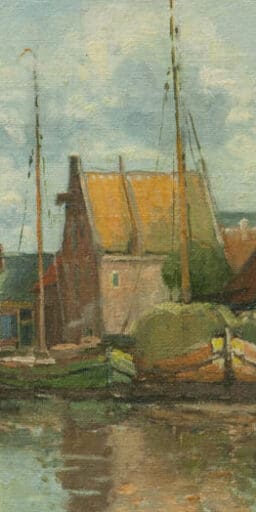 Schipper Gerrit vaart de haven van Nijkerk binnen